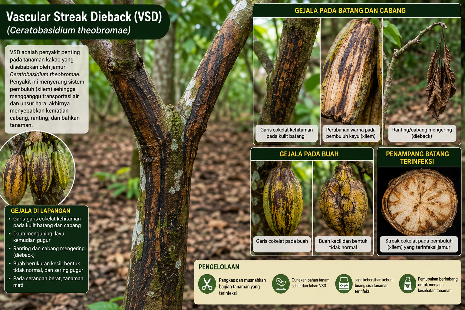 Vascular Streak Dieback / VSD (Oncobasidium theobromae)